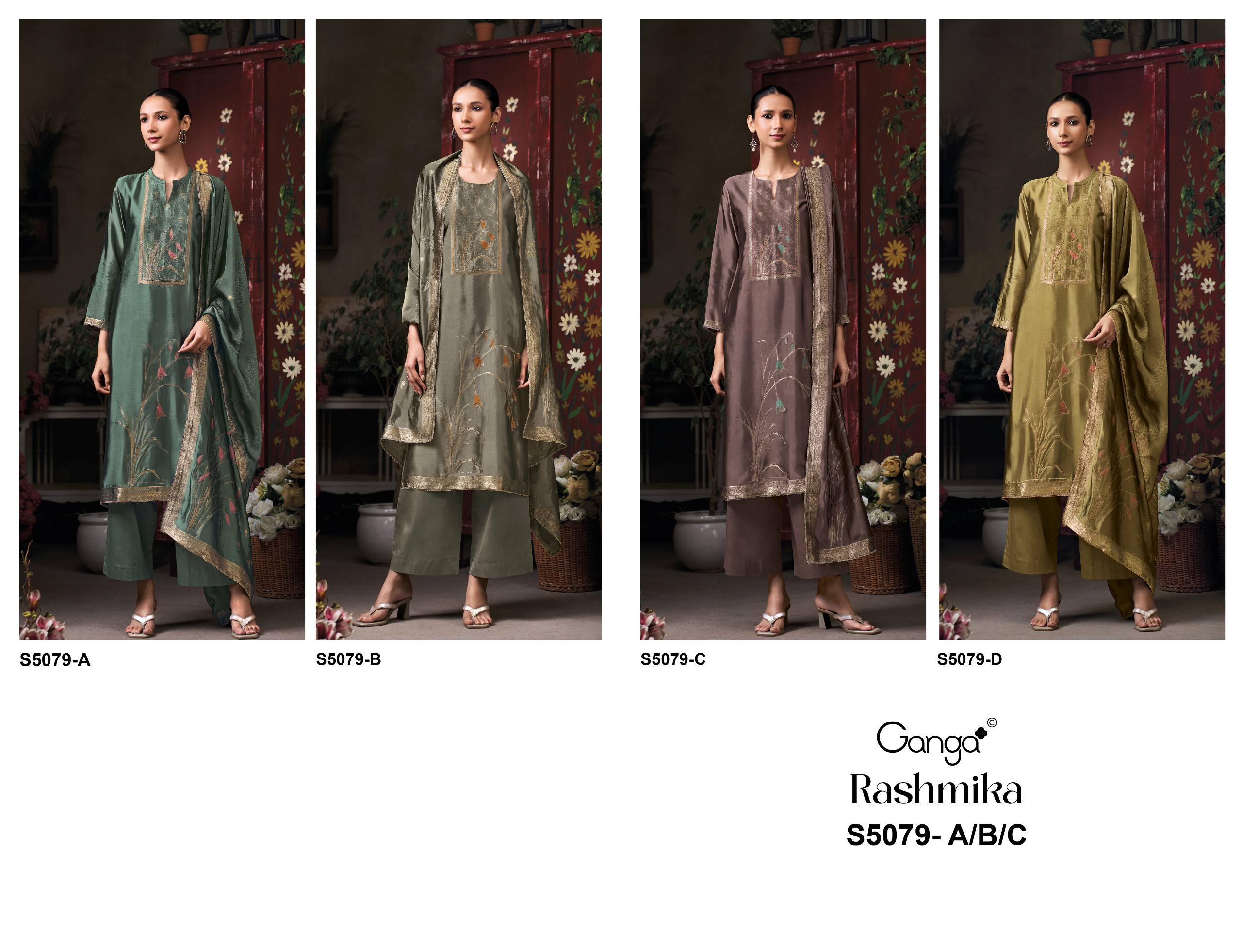 Rashmika 5079 Series By GANGAFASHION Stylish Beautiful Colourful Viscose Silk Dresses At Wholesale Price